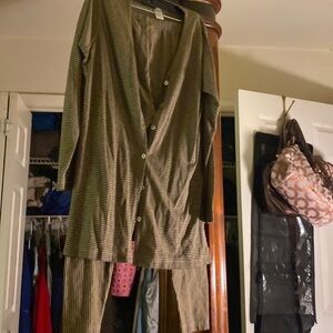 2pcs pant suit brown and beige jeggings type